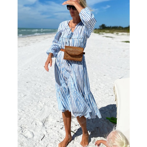 Emerson Fry India Collection Hand Blocked M/L Tiered MIDI dress - Picture 2 of 5